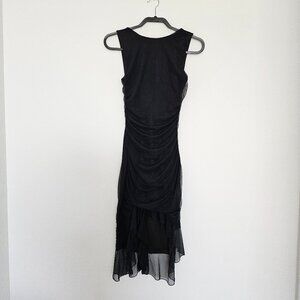 Women's Vintage Ruffle Black Midi‎ Dress Mesh Y2K Style No size tag